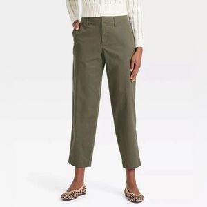 A New Day Women's High Rise Straight Leg Ankle Chino Pants Olive Size 4